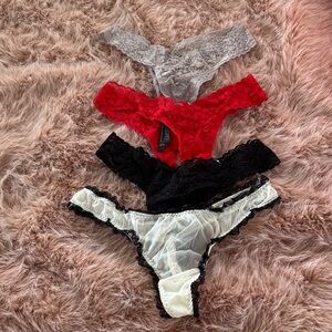 NWT and NWOT Bundle (4) of Victoria’s Secret lace thongs, L